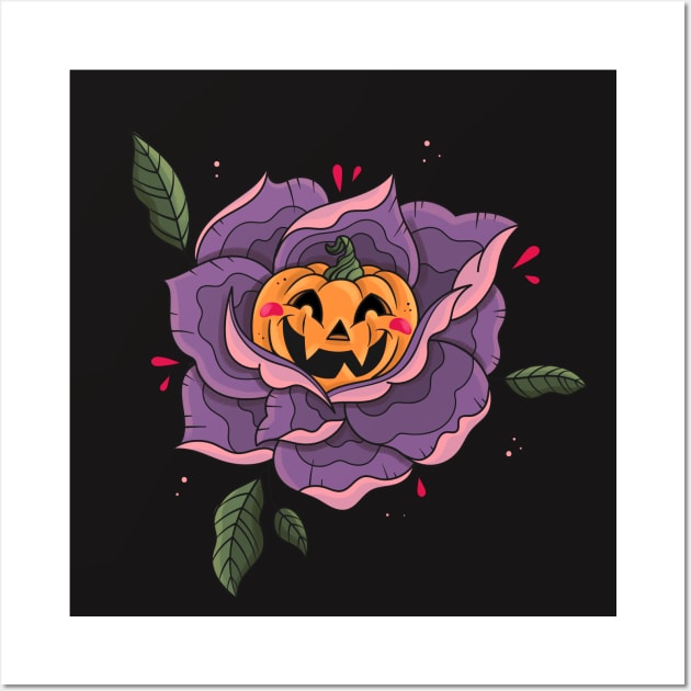 PUMPKIN ROSE Wall Art by bratcave.studio